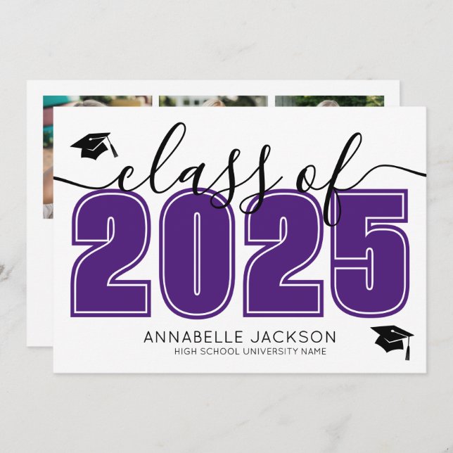 Anuncio Photo Collage Purple Graduation (Anverso / Reverso)