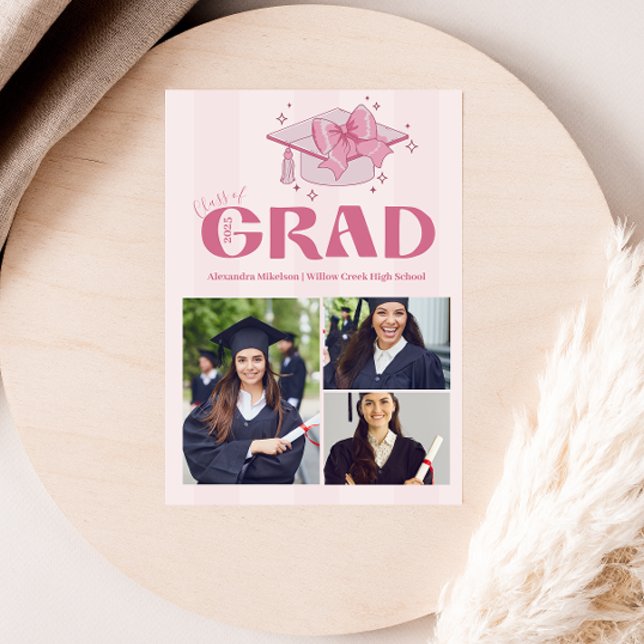 Anuncio Pink 3 Fotos Coquette Bow Graduation Party (Subido por el creador)