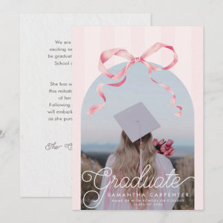 Anuncio Pink Bow Coquette Photo Graduation Party 