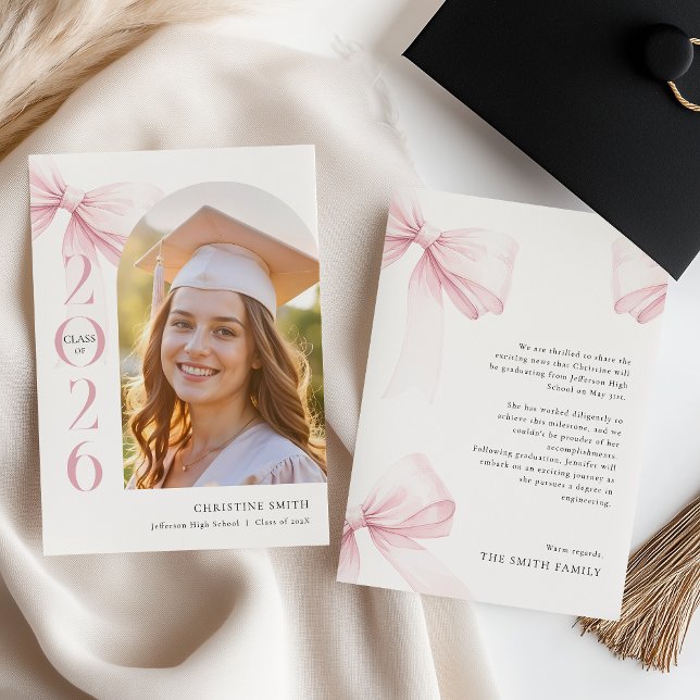 Anuncio Pink Bow Graduation Announcement (Subido por el creador)