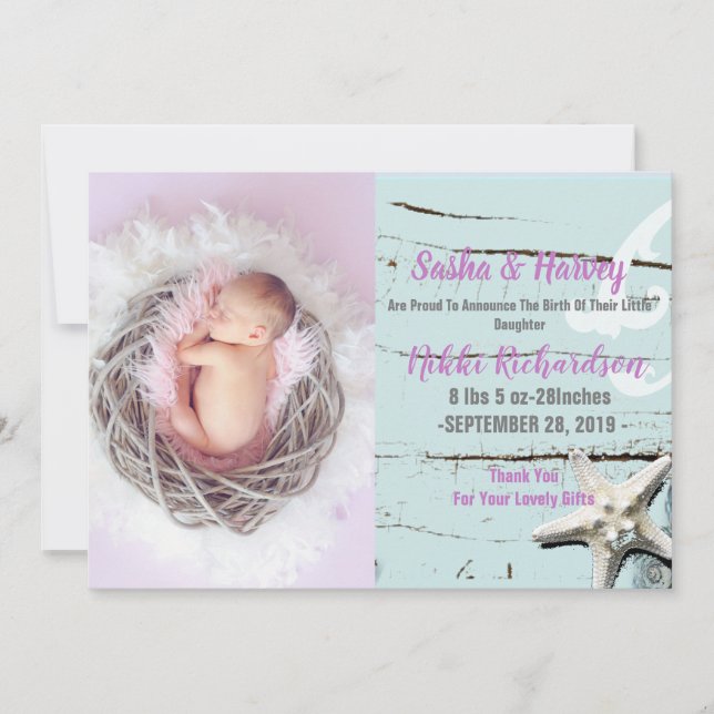 Anuncio playa de agua salada Bebé Nacimiento Foto de anunc (Anverso)