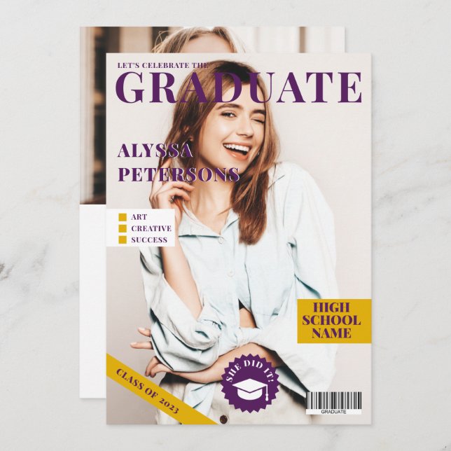 Anuncio Portada de la revista 2 fotos de la graduación de  (Anverso / Reverso)