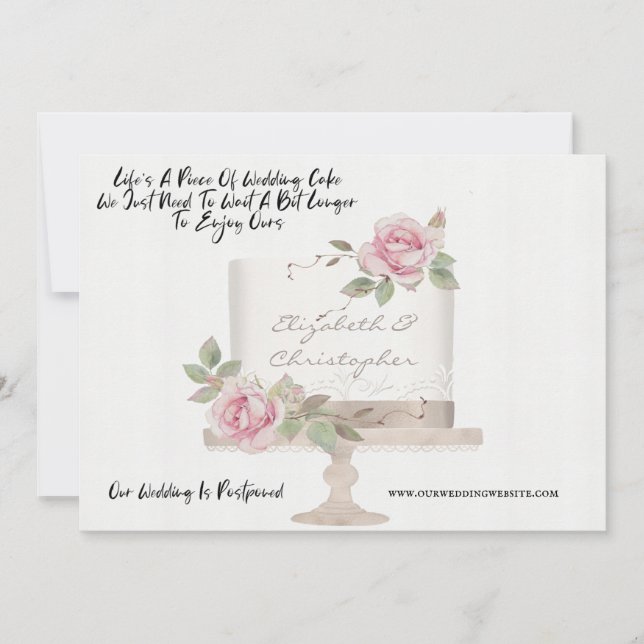 Anuncio Posponen cambio de plan gracioso de boda Cake (Anverso)