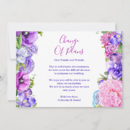 Anuncio Posposición del cambio de planes de púrpura floral