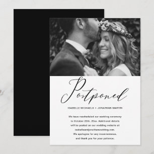 Anuncio Posposición simple de Boda Foto nueva fecha