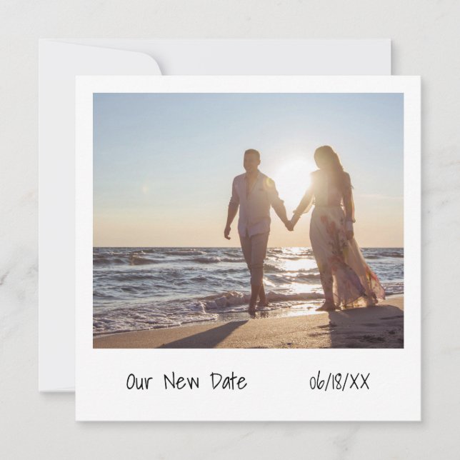 Anuncio Postergación instantánea única de Boda fotográfico (Anverso)