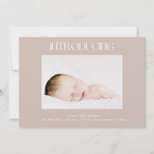 Anuncio presentación beige simple mínimo dos fotos bebé