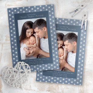 Anuncio Presentación de Baby Photo Blue Stars Birth