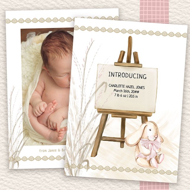 Anuncio Presentación de Easel Baby Girl Boho Birth (Available to order professionally printed or as a printable digital download)