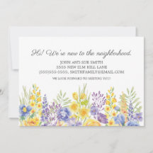 Presentación de nuevo vecino floral amarillo púrpu
