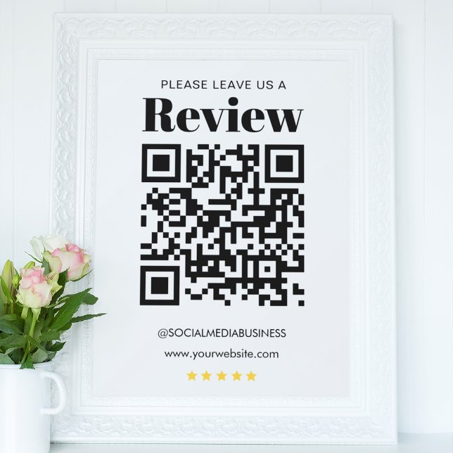 Anuncio Presupuesto Simple Deja una Reseña Código QR Redes (Front)