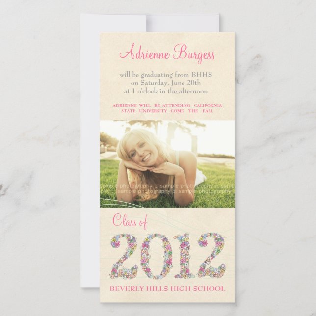 Anuncio Primavera Flores Clase de FotoCard de Graduación 2 (Anverso)