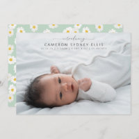 Primavera Pastel Sage Green Daisies Baby Photo Bir
