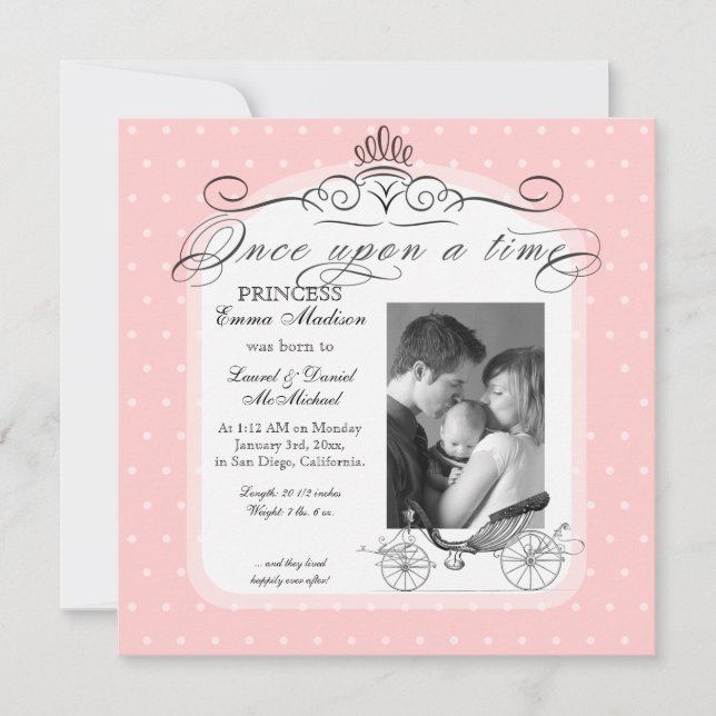 Anuncio Princesa Carriage Polka Dot Swirl Foto Bebé (Anverso)