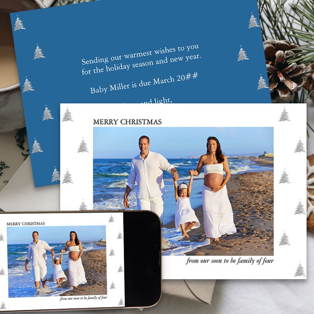 Anuncio Pronto será familia de cuatro embarazos en vacacio (Holiday Card and Pregnancy Announcement from your soon to be family of four)