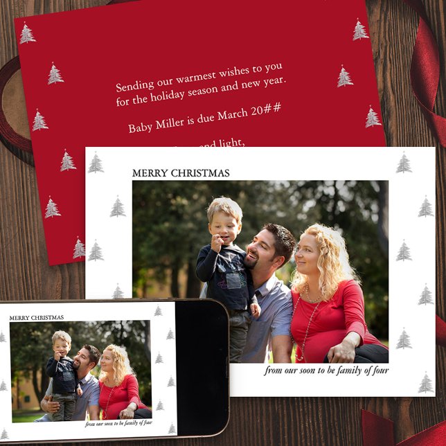 Anuncio Pronto será familia de cuatro embarazos en vacacio (Holiday Card and Pregnancy Announcement from your soon to be family of four)