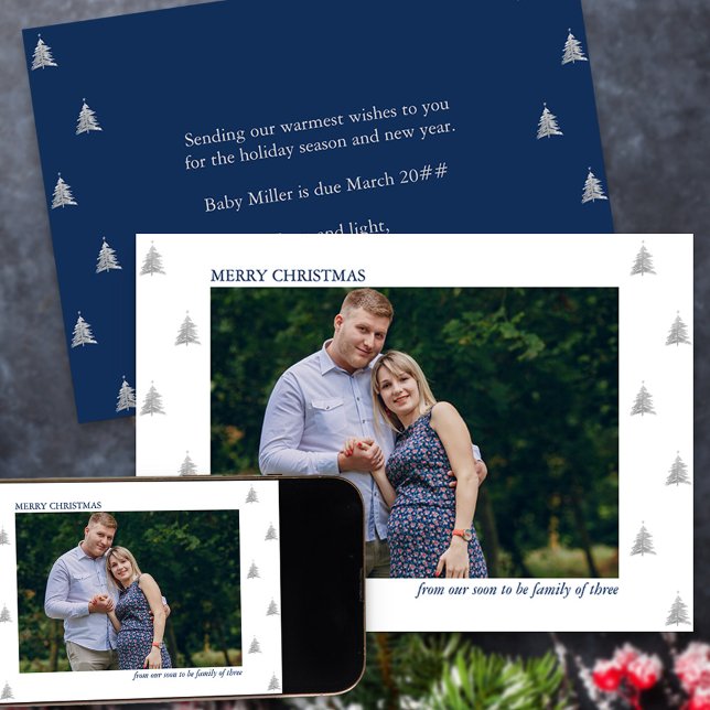 Anuncio Pronto será familia de tres embarazos en vacacione (Photo Holiday Card and Pregnancy Announcement from your soon to be family of three)
