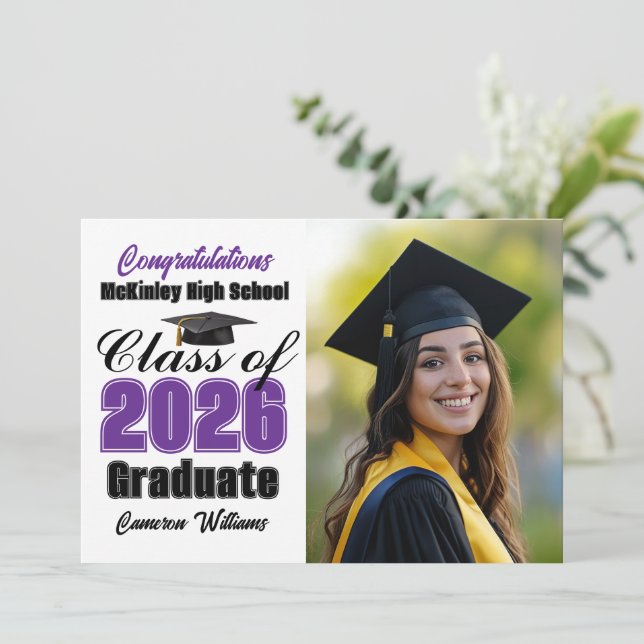 Anuncio Purple Class of 2026 Graduate Photo Graduation (Anverso de pie)