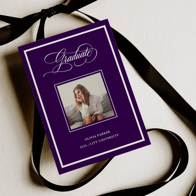 Anuncio Purple Modern Frame Photo and Elegant Script Grad (Subido por el creador)