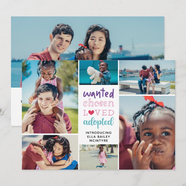 Anuncio Púrpura Rosa Se Quiere Elegir Las Fotos Adoptadas  (Anverso / Reverso)