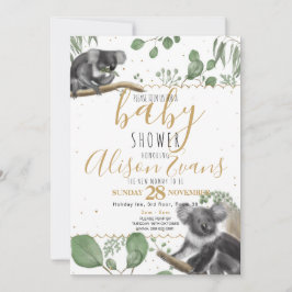 Anuncio Purpurina de oro Eucalyptus Koalas Baby Shower