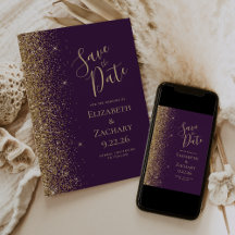 Purpurina dorado Edge Dark Purple Save the Date