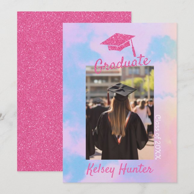 Anuncio Purpurina rosa de la época de graduación de las nu (Anverso / Reverso)