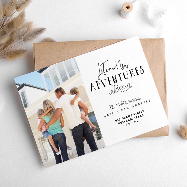 Anuncio Que comiencen nuestras nuevas aventuras, estamos m (Let Our New Adventures Begin We're Moving Photo Announcement)