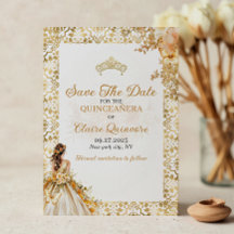 Quinceanera floral de oro radiante