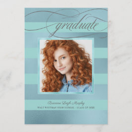 Anuncio Rayas azules y acuáticas con graduado de fotografí