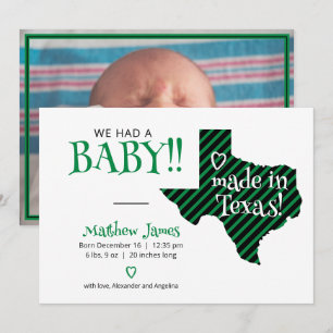 Anuncio Rayas verdes/negras hechas en Texas Photo Baby