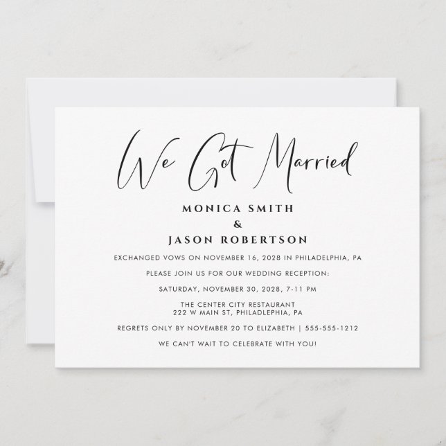 Anuncio Recepción de Boda Elegante Nos Casamos (Anverso)