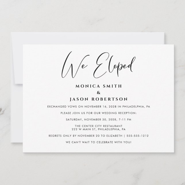 Anuncio Recepción de Boda Elegante Nos Fugas (Anverso)