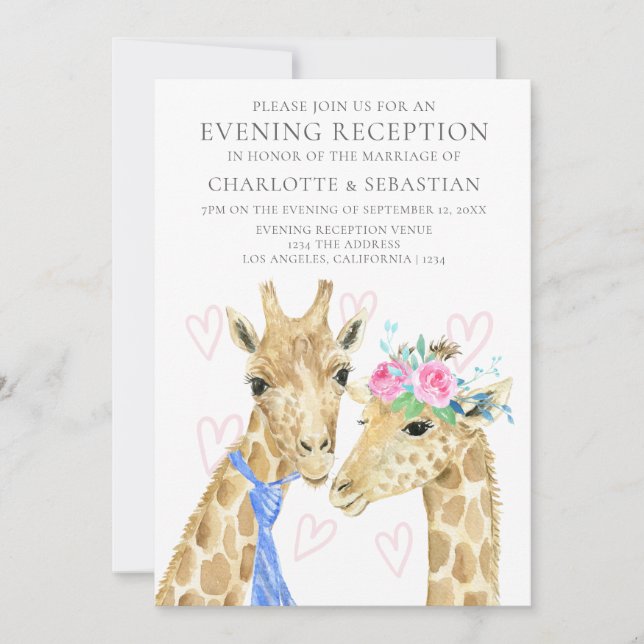 Anuncio Recepción Novia Groom Giraffe Noche Boda (Anverso)