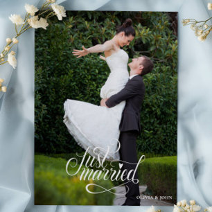Anuncio Recién Casados Elegante Escritura Fotos Boda