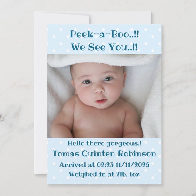 Anuncio Recién llegada de Baby Boy (Anverso)