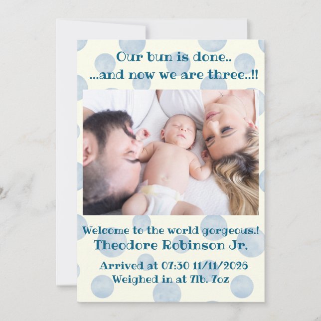 Anuncio Recién llegada de Baby Boy (Anverso)