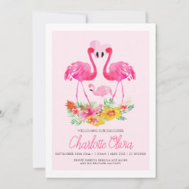 Anuncio Recién nacido de Flores Tropicales Flamingo Rosa