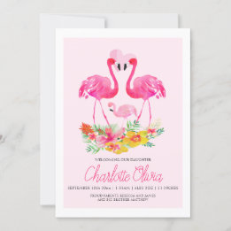 Anuncio Recién nacido de Flores Tropicales Flamingo Rosa