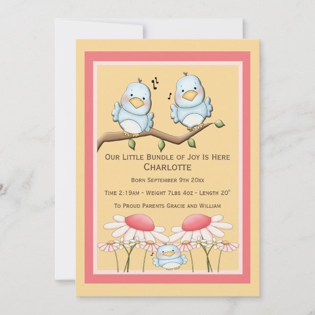 Anuncio Recién nacido de pájaro azul (Anverso)