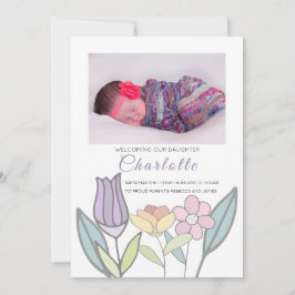 Anuncio Recién nacido Flores Pastel Personalizadas
