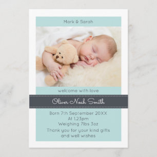 Anuncio Recién nacido niño invitación/carta de agradecimie