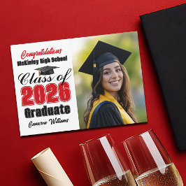 Anuncio Red Black Class of 2026 Graduate Photo Graduation