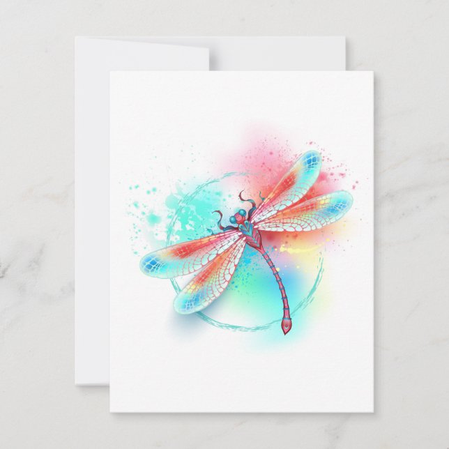 Anuncio Red dragonfly on watercolor background (Anverso)