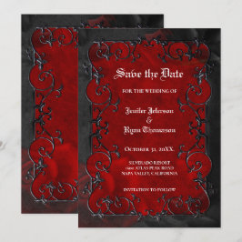 Anuncio Red Gothic halloween wedding save the date