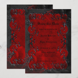 Anuncio Red Gothic halloween wedding save the date