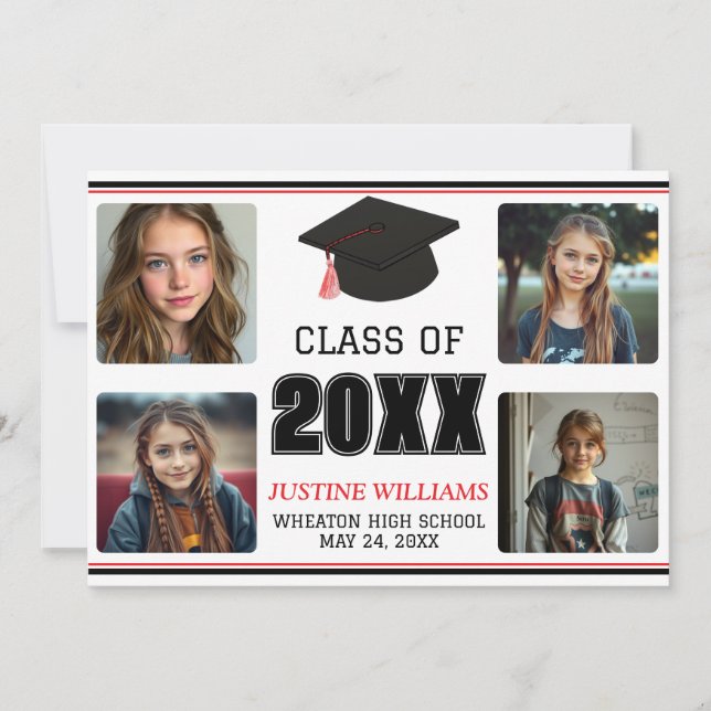 Anuncio Red Graduation  Announcement (Anverso)