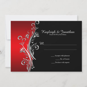 Anuncio Red y Black Silver Ornate Swirls RSVP