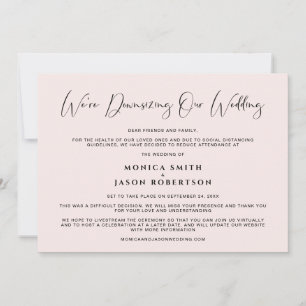 Anuncio Reducir nuestro boda elegante caligrafía rosa