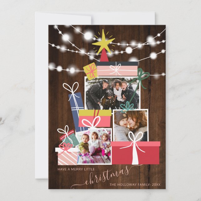 Anuncio Regalos cortos Madera de árbol de Navidad 3 collag (Anverso)